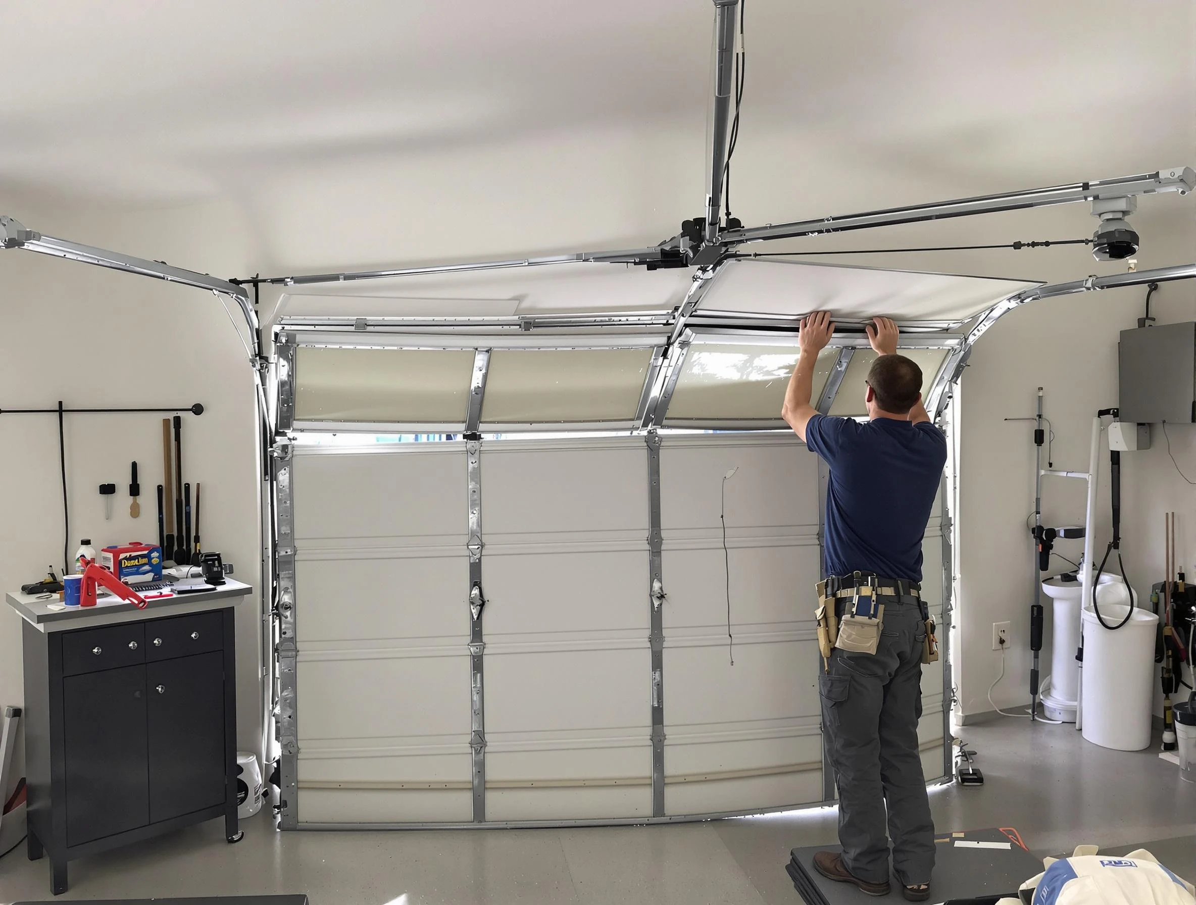 Round Rock Garage Door Repair specialist performing precise section replacement on Round Rock garage door