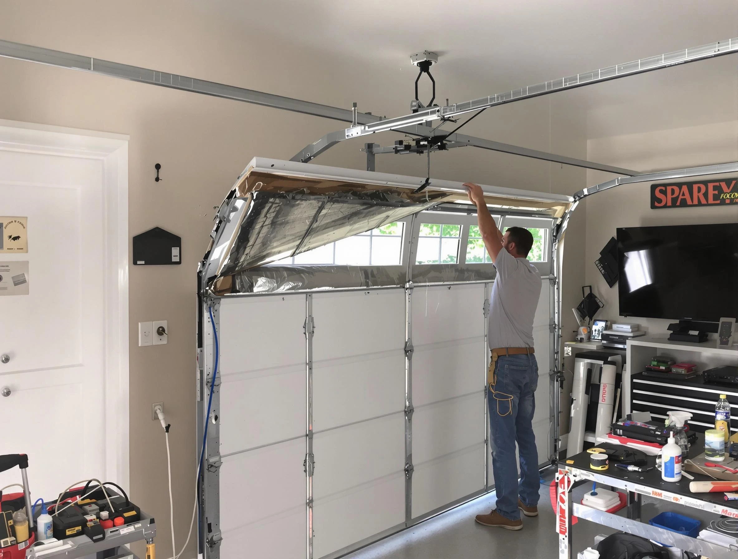 Garage door section replacement by Round Rock Garage Door Repair in Round Rock