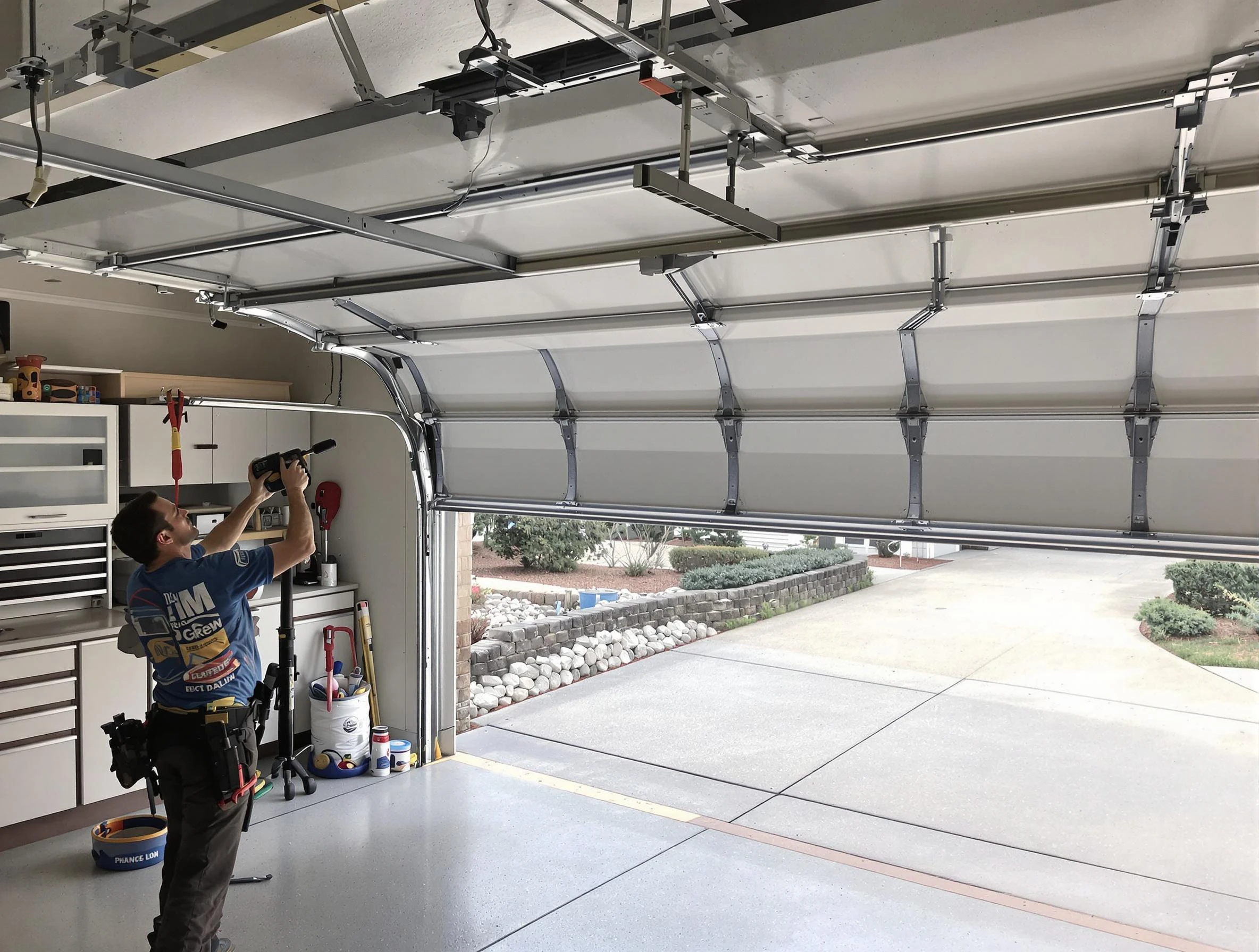 Garage door track repair service by Round Rock Garage Door Repair in Round Rock